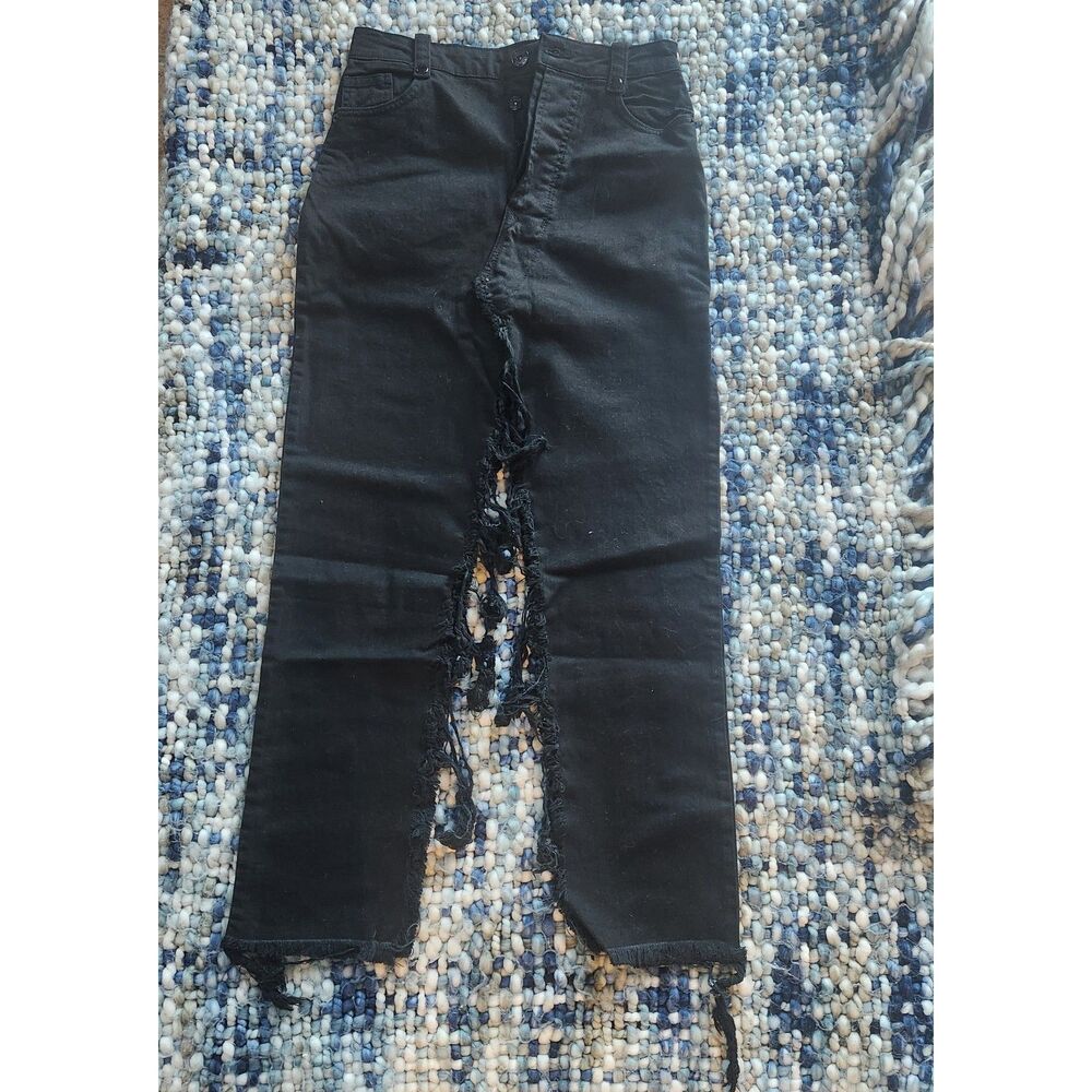 NWT 100% cotton Black Kiki Riki distressed denim maxi skirt Size S - Picture 5 of 5